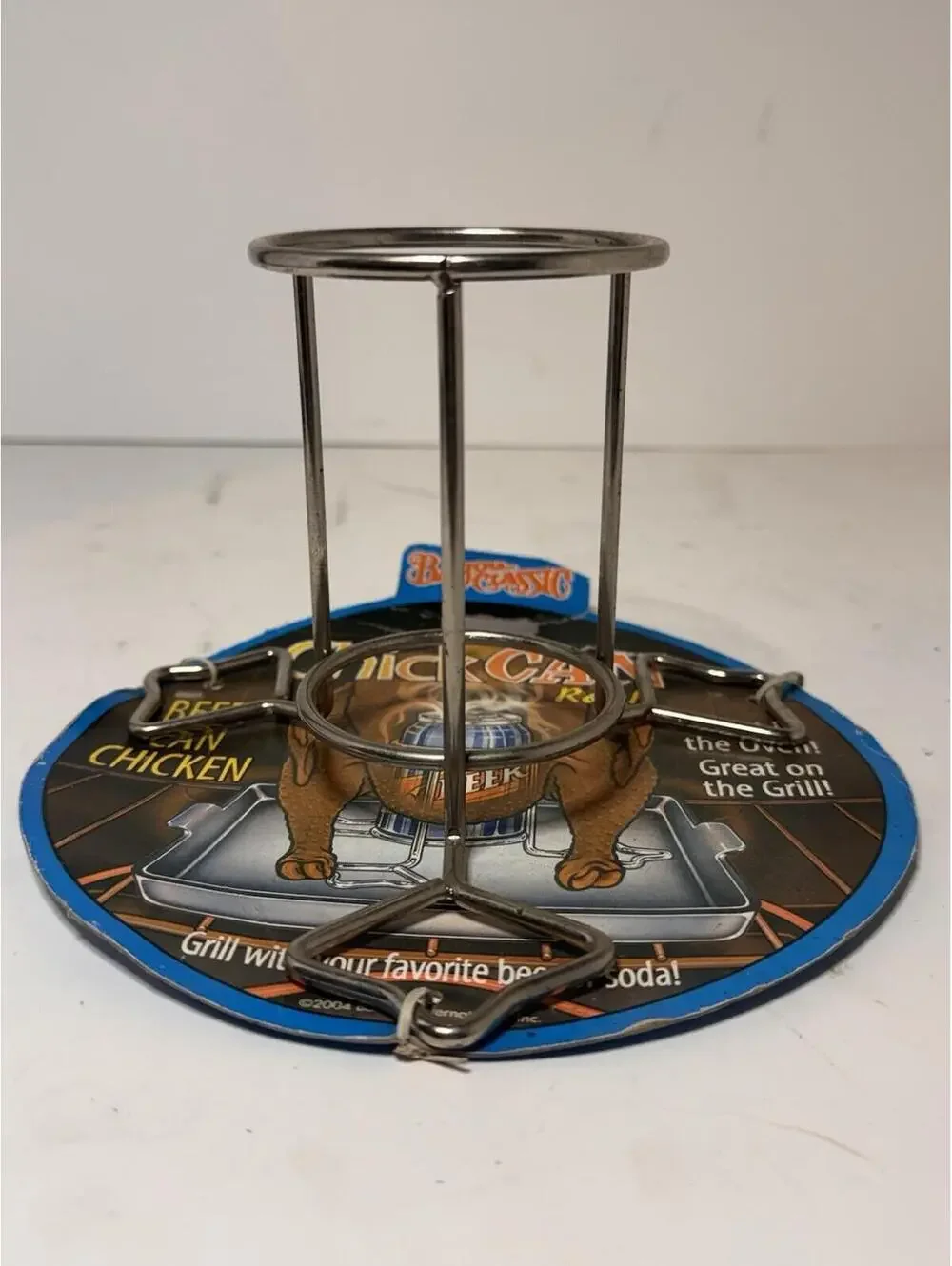 Bayou Classic ChickCAN Rack Beer Can Chicken Roaster Silver Metal Grill Oven